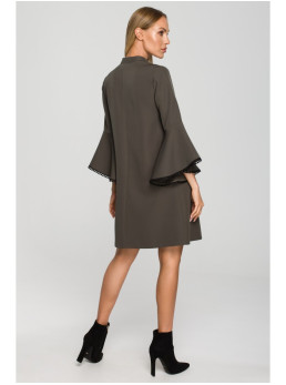 M698 A silueto suknelė su angelo rankovėmis - chaki