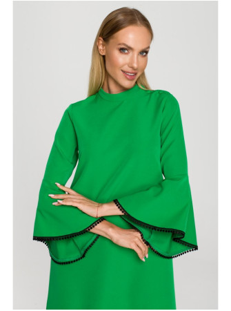 M698 A silueto suknelė angelo rankovėmis - žalia