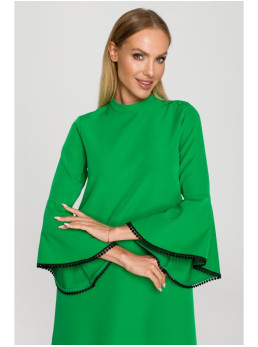 M698 A silueto suknelė su angelo rankovėmis - žalia