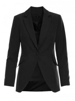 M701 Švarkas vienu sagos užsegimu ir asimetriškomis kišenėmis - juoda