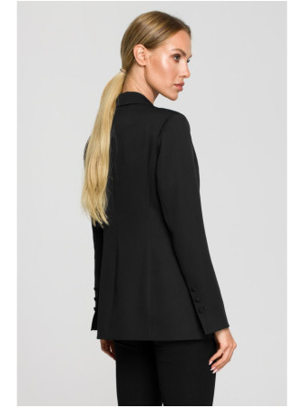 M701 Vieno sagos švarkas su asimetriškomis kišenėmis - juoda