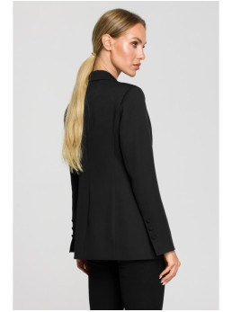 M701 Švarkas vienu sagos užsegimu ir asimetriškomis kišenėmis - juoda