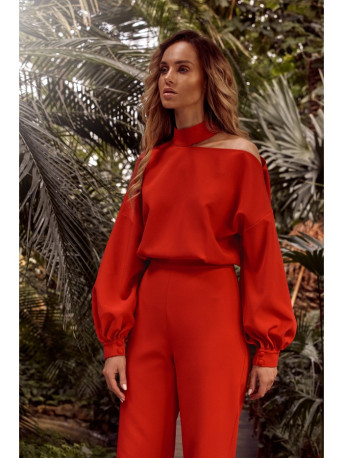 M528 Bishop sleeve jumpsuit - red