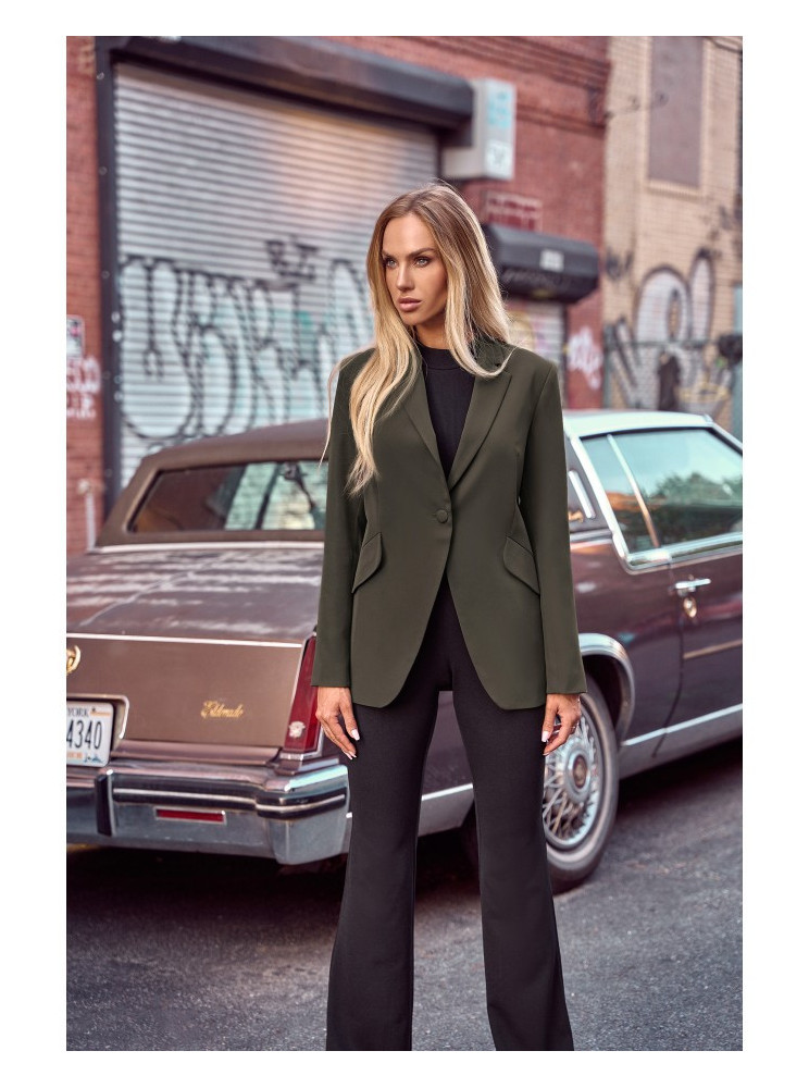 M701 Švarkas su asimetriškomis kišenėmis, užsegamas viena saga - chaki