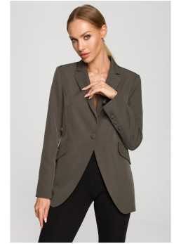 M701 Švarkas su asimetriškomis kišenėmis, užsegamas viena saga - chaki