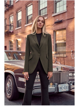 M701 Švarkas su asimetriškomis kišenėmis, užsegamas viena saga - chaki