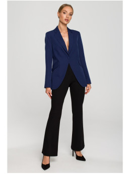 M701 Vieno sagos švarkas su asimetriškomis kišenėmis - tamsiai mėlyna