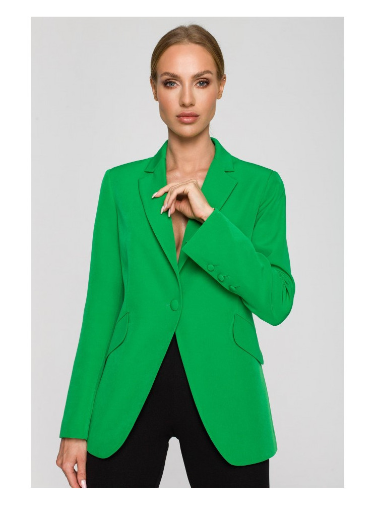 M701 Švarkas su asimetriškomis kišenėmis ir viena saga - žalia