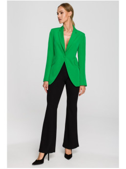 M701 Švarkas su asimetriškomis kišenėmis ir viena saga - žalia