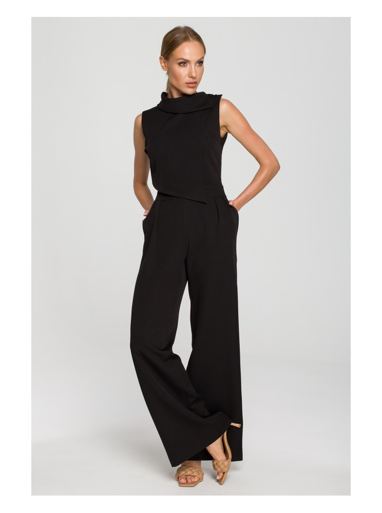 M702 Berankovis kombinezonas su dvigubo sluoksnio viršumi - juoda