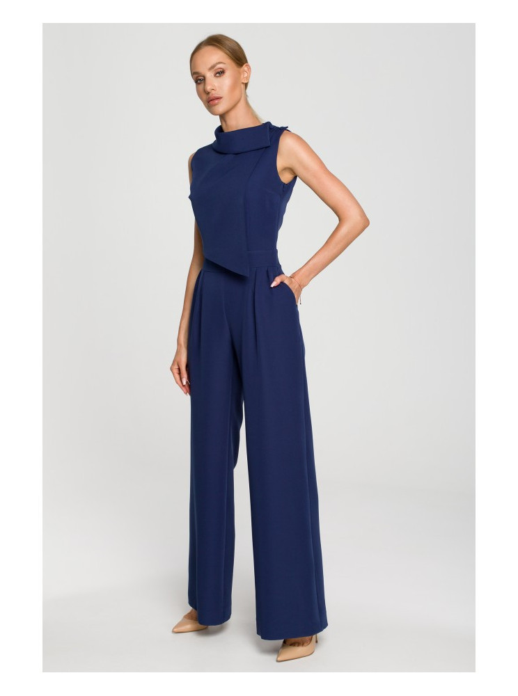 M702 Besiūlis kombinezonas su dvigubo audinio viršutine dalimi - tamsiai mėlyna