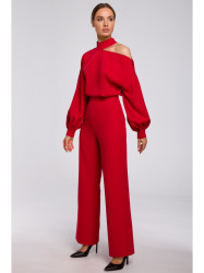 M528 Bishop sleeve jumpsuit - red