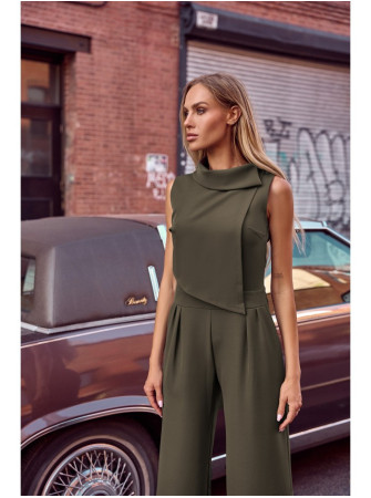 M702 Chaki spalvos kombinezonas be rankovių su dvigubo sluoksnio viršumi - chaki