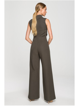 M702 Chaki spalvos kombinezonas be rankovių su dvigubo sluoksnio viršumi - chaki