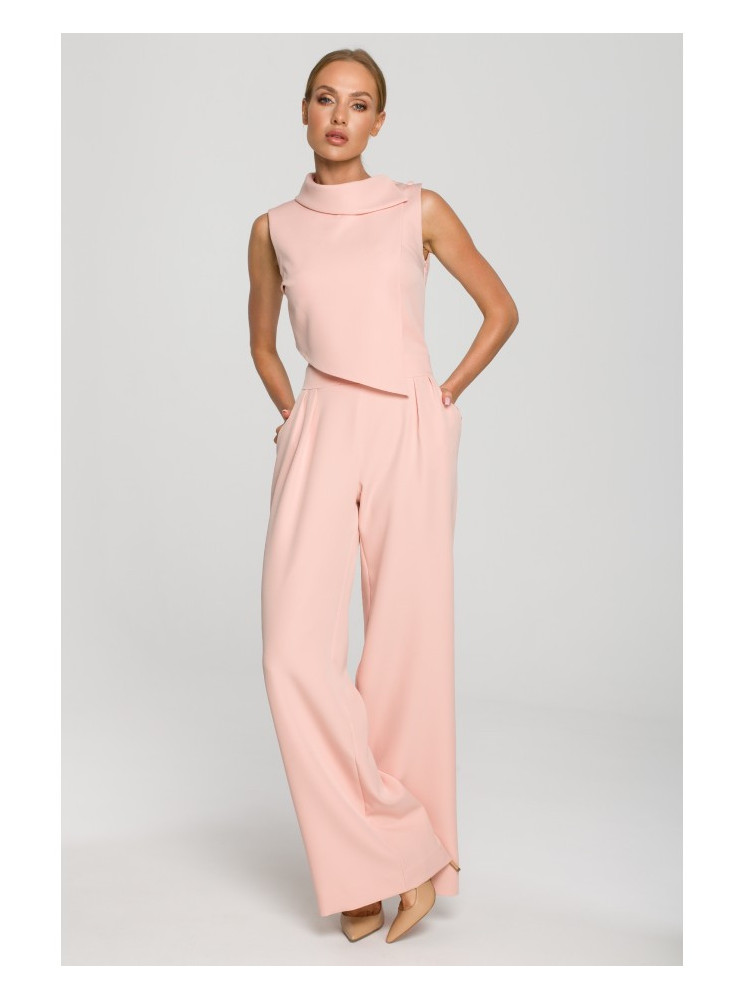 M702 Besiūlis kombinezonas su dvigubo sluoksnio viršumi - pudros