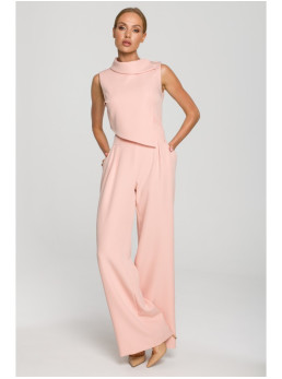 M702 Besiūlis kombinezonas su dvigubo sluoksnio viršumi - pudros