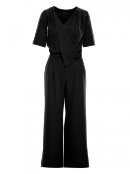 M703 Kombinezonas su dekoratyvine V formos iškirpte - juoda