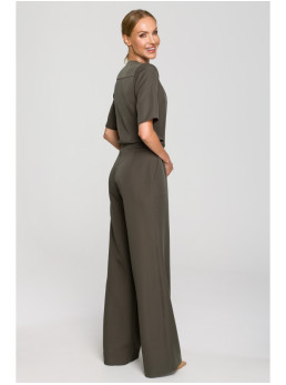 M703 Kombinezonas dekoratyvine V formos iškirpte - chaki