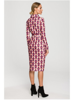 M706 Figūrą pabrėžianti suknelė su apykakle (modelis 2) - spalva