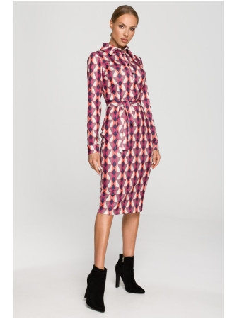 M706 Figūrą pabrėžianti suknelė su apykakle (modelis 2) - spalva