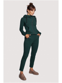 B243 Tiesaus kirpimo kelnės su žiedeliais - dark green