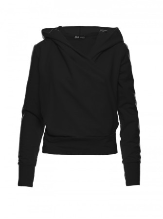 B246 Apgaubiantis megztinis su gobtuvu - juoda