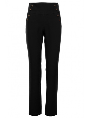 M530 High waisted trousers with decorative press studs - black