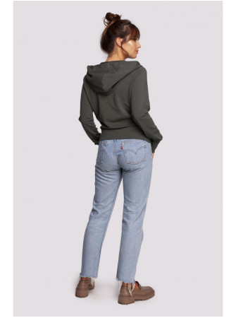 B246 Apgaubiantis megztinis su gobtuvu - military green