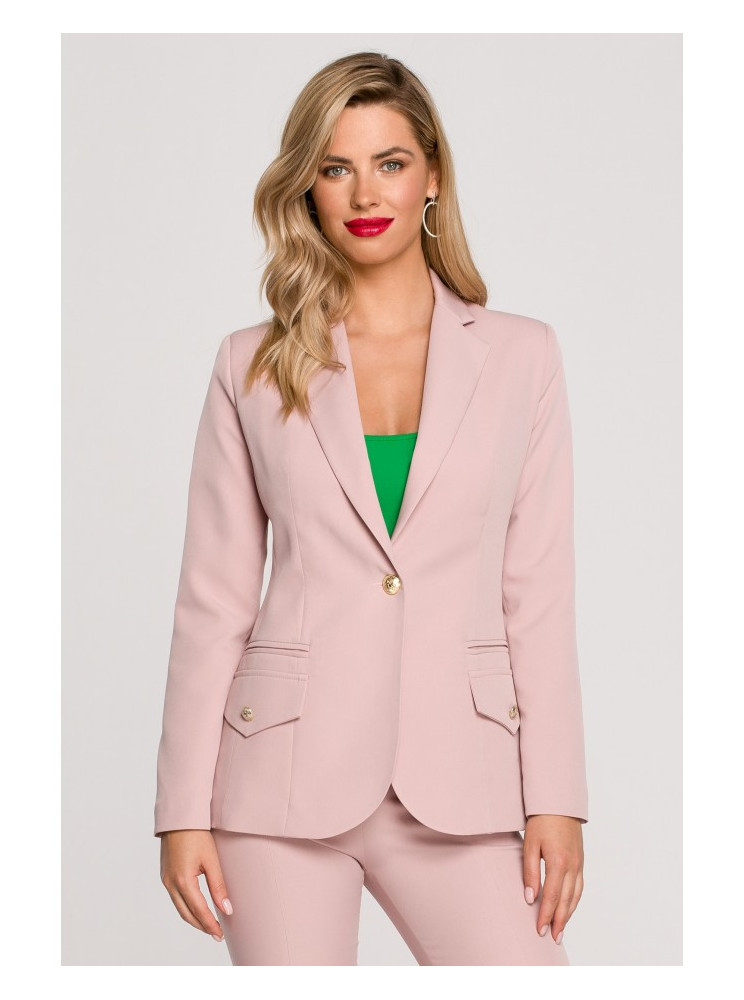 .K141 Švarkas su dvigubomis kišenėmis - crepe pink