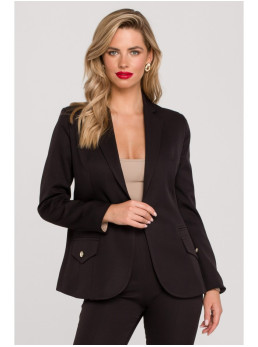 .K141 Švarkas su dvigubomis kišenėmis - juoda