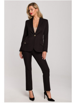 .K141 Švarkas su dvigubomis kišenėmis - juoda