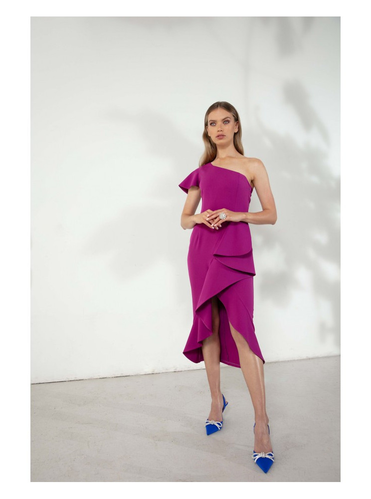 .K146 Suknelė vienu petimi - ruby