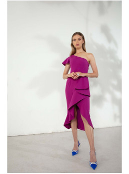 .K146 Suknelė vienu petimi - ruby