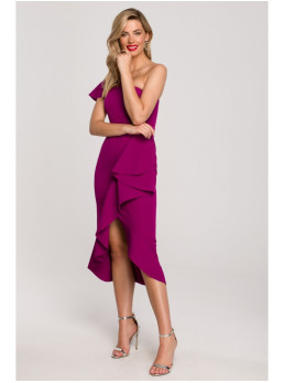 .K146 Suknelė vienu petimi - ruby