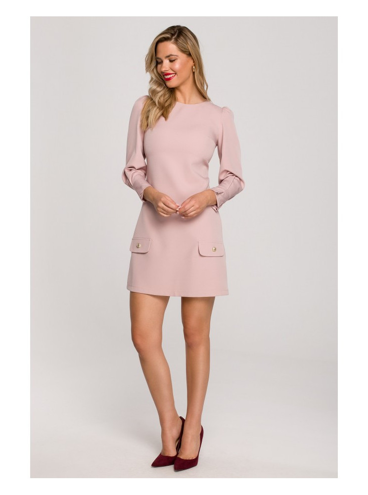 .K148 Trapecijos formos suknelė - crepe pink