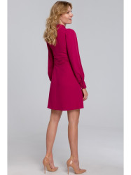 K078 Dress with gathered belt - plum