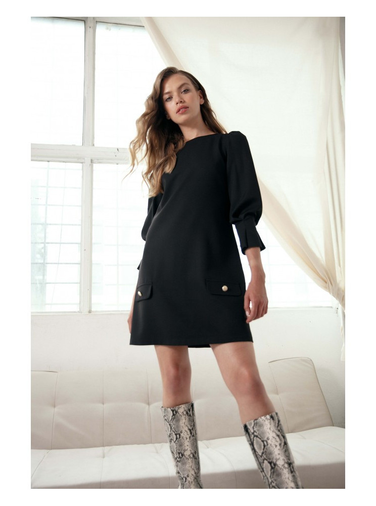 .K148 Trapecijos formos suknelė - juoda