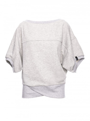 B048 Oversized blouse with a wrap detail - light grey