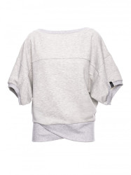 B048 Oversized blouse with a wrap detail - light grey