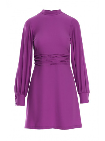 K078 Dress with gathered belt - lavender