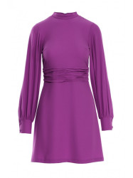 K078 Dress with gathered belt - lavender