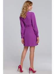 K078 Dress with gathered belt - lavender