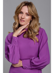 K078 Dress with gathered belt - lavender