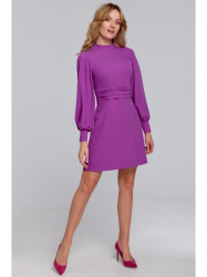 K078 Dress with gathered belt - lavender