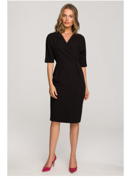 S313 Apgaubiančio stiliaus suknelė - juoda