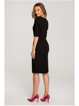 S313 Apgaubiančio stiliaus suknelė - juoda