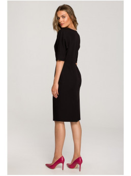 S313 Apgaubiančio stiliaus suknelė - juoda