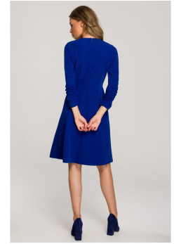S325 Priglundanti ir platėjanti suknelė su raišteliais - karališka mėlyna