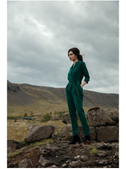 S316 Šaliko apykaklės kombinezonas - žalia