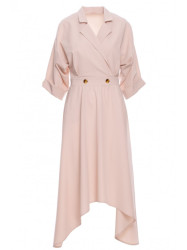 K086 Midi lenght dress with decorative buttons - beige